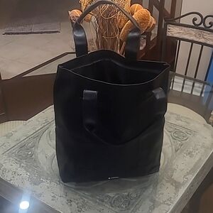 Giorgio Armani parfums vegan leather black tote new